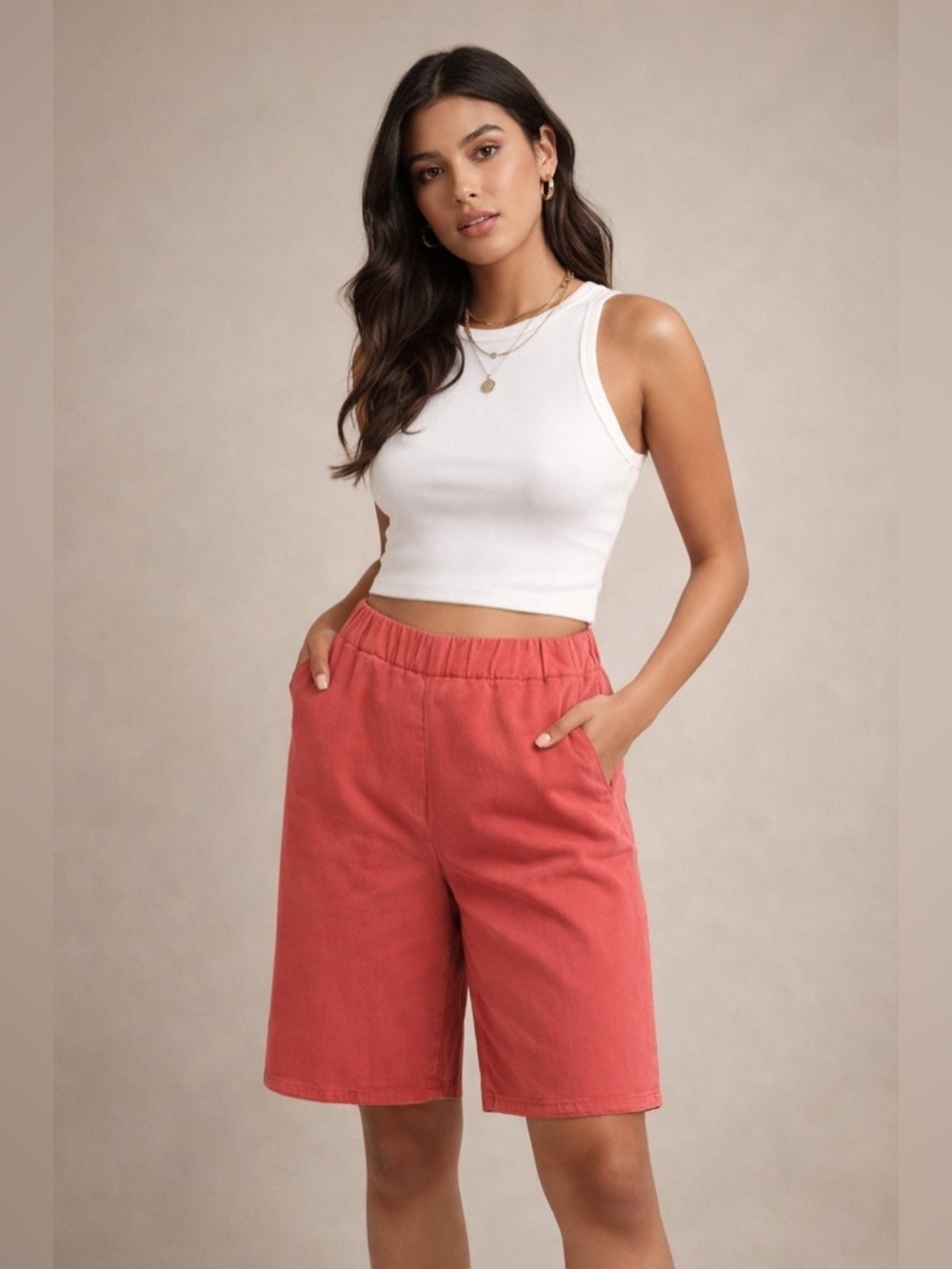 Soft Surroundings Coral Color Bermuda shorts, size PM